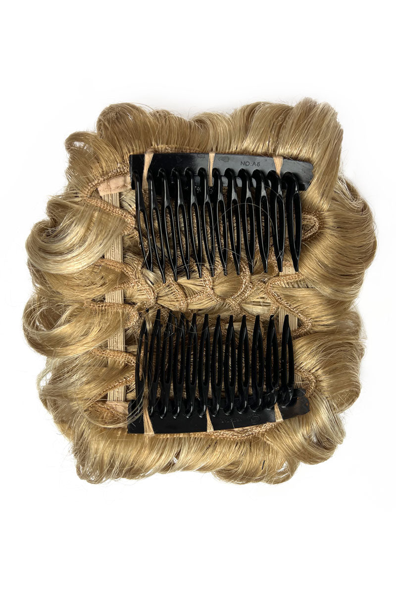 Hair poodle clip-in hairpiece bun vintage style 1950s: Lucille blonde 24H613