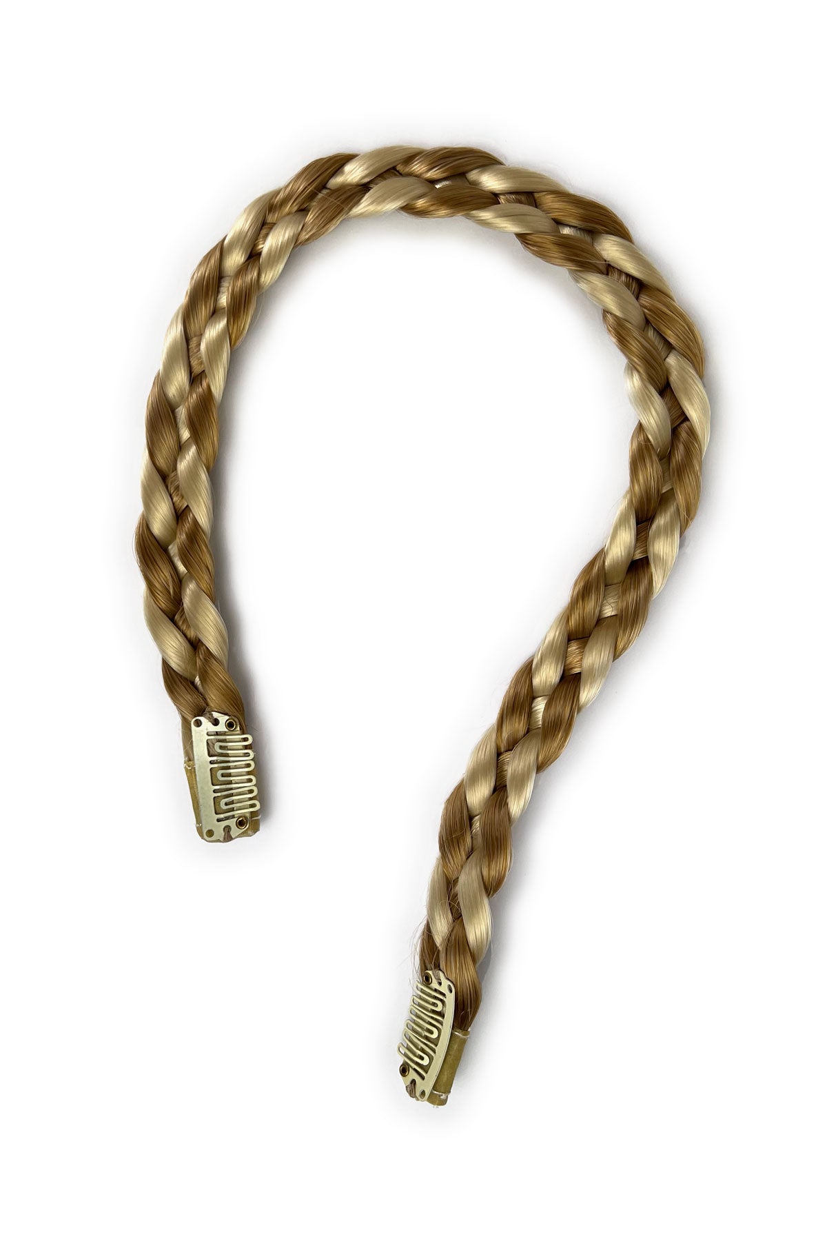 Blonde hairband on a white background. Plaited hairband: Martina golden blonde 24BH613