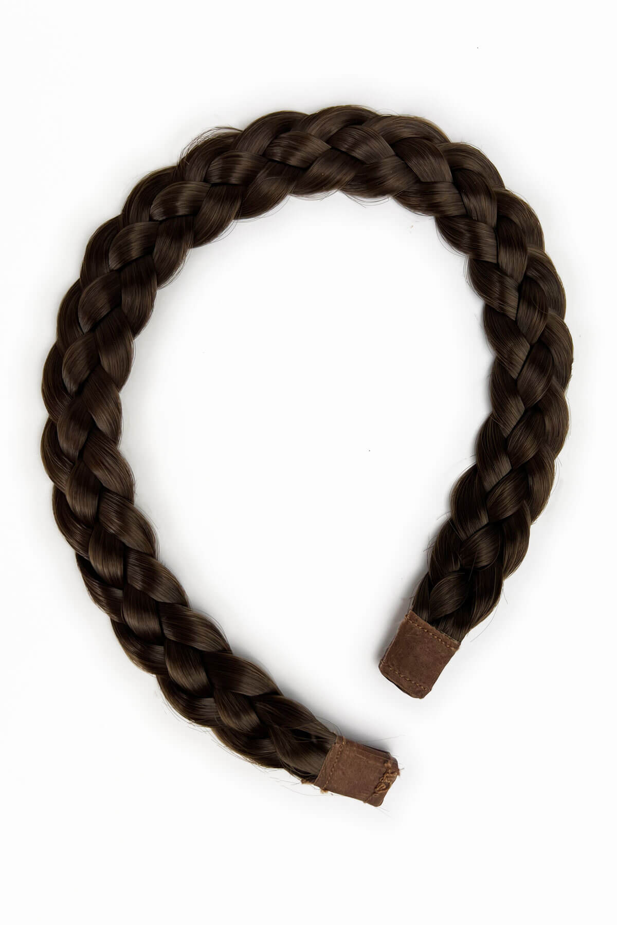 Brown braided headband on a white background. Plaited hairband: Martina chestnut brown 8