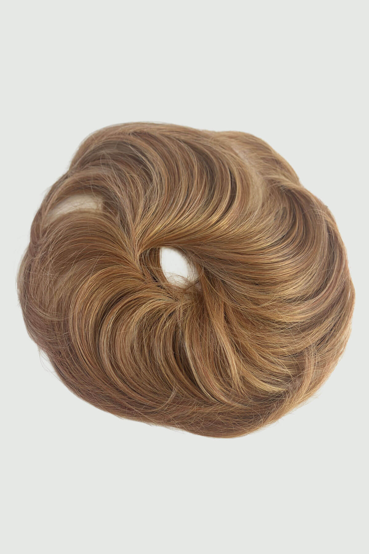 Brown hair bun on a white background. Scrunchie bun hairpiece, easy updo messy bun: Betsy light brown 12