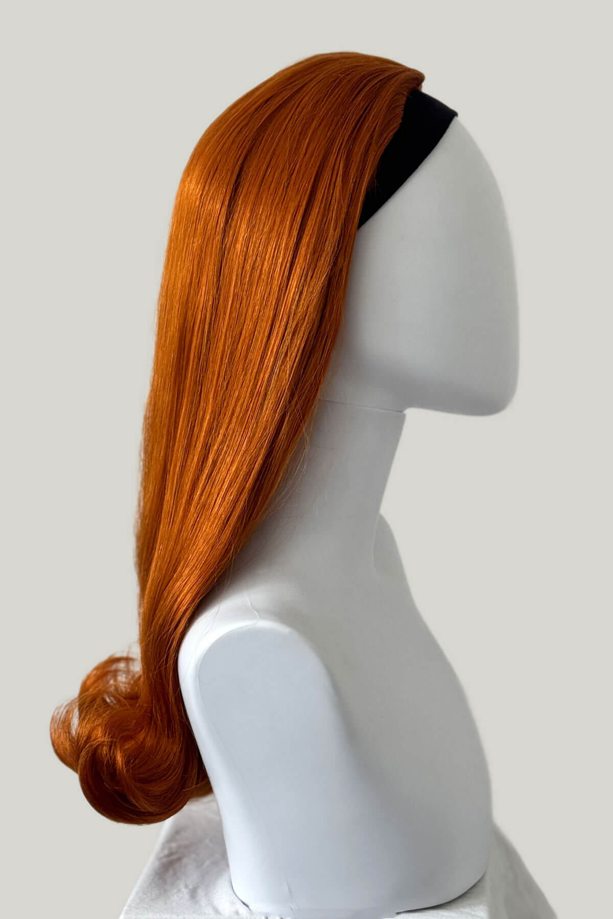 1960s Retro high crown, half wig hairpiece, long with hair flip: Priscilla ginger