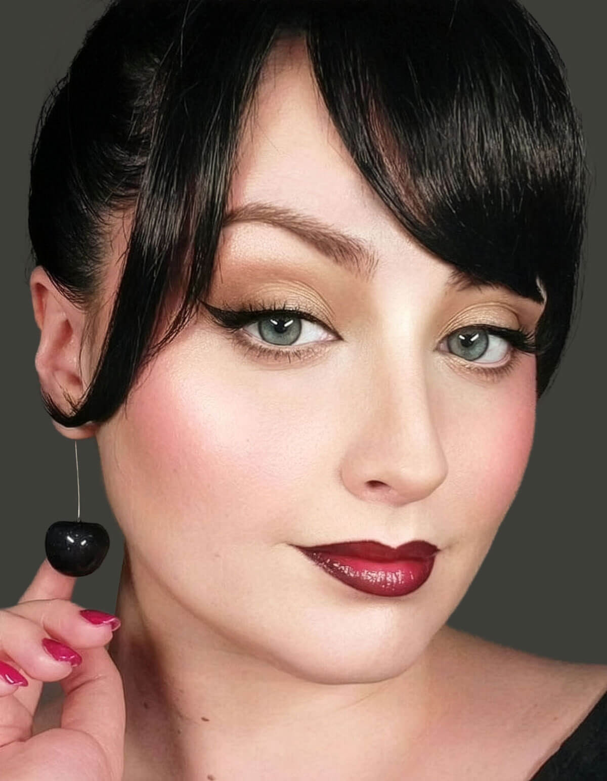 Clip in fringe hairpiece/clip-in bangs, gently feathered with face framing whisps: Delia dark brown 4