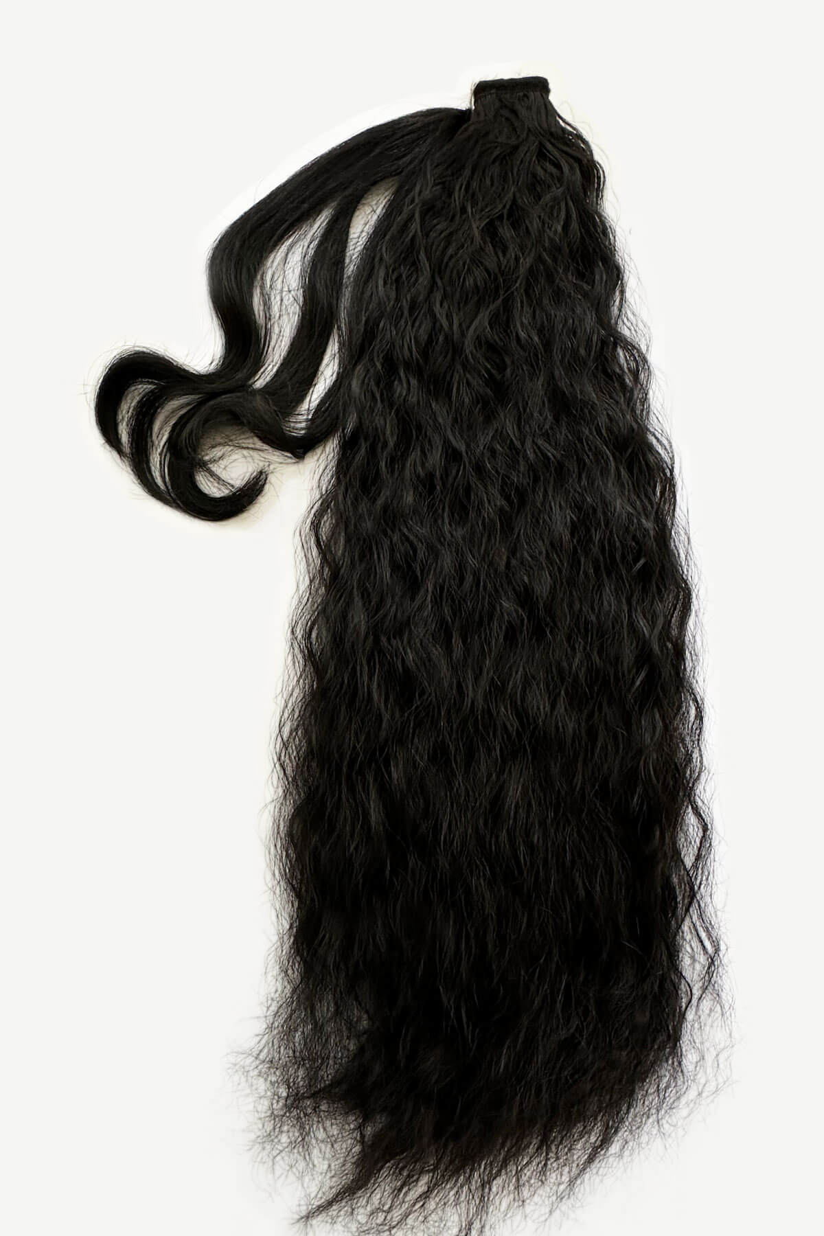 Extra long ponytail extension with long loose spirals: Kaia black 1B