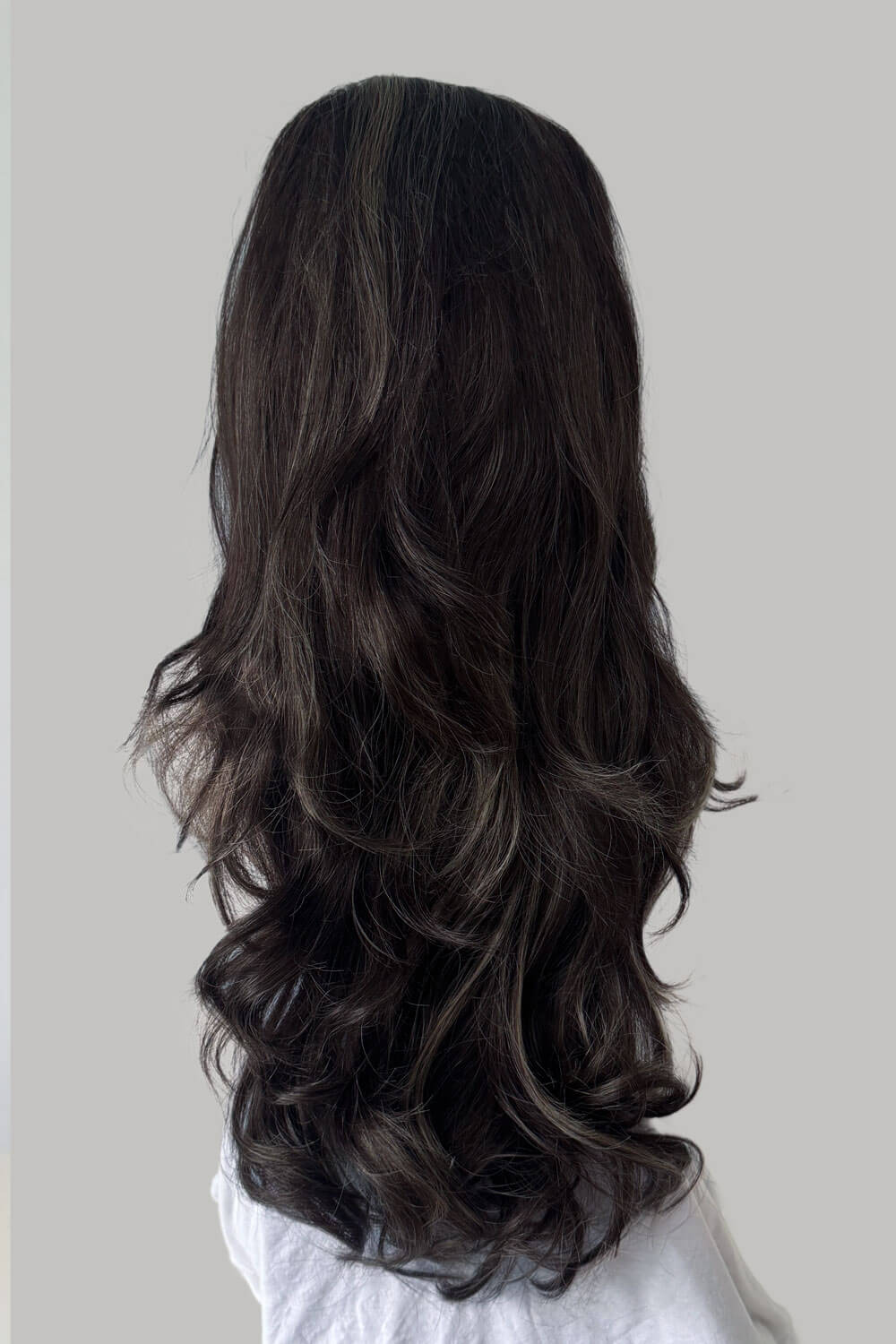 High crown long, wavy half wig and volume ring: Bardot brown and blonde 6H24