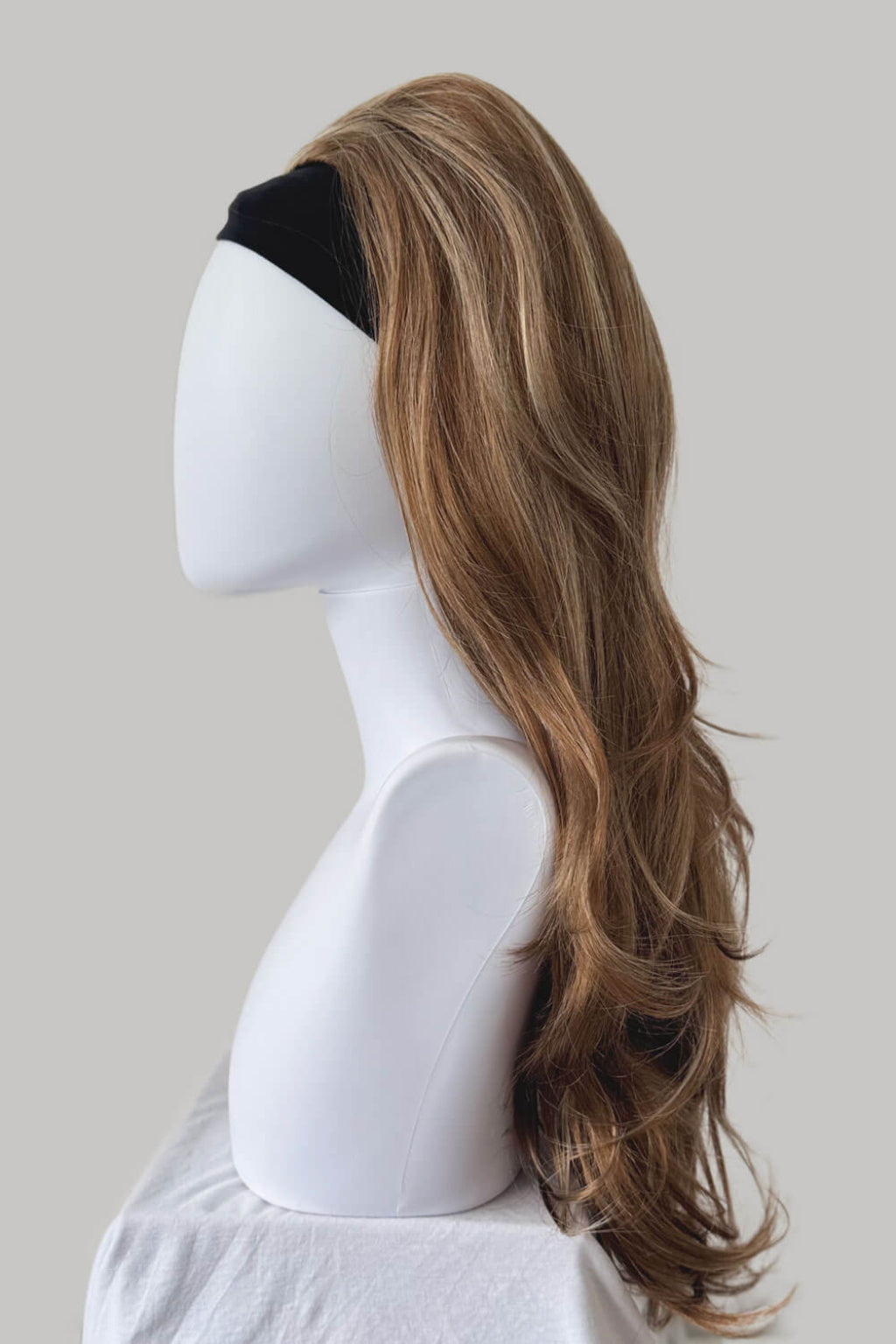 High crown long, wavy half wig and volume ring: Bardot brown blonde mix 27H613