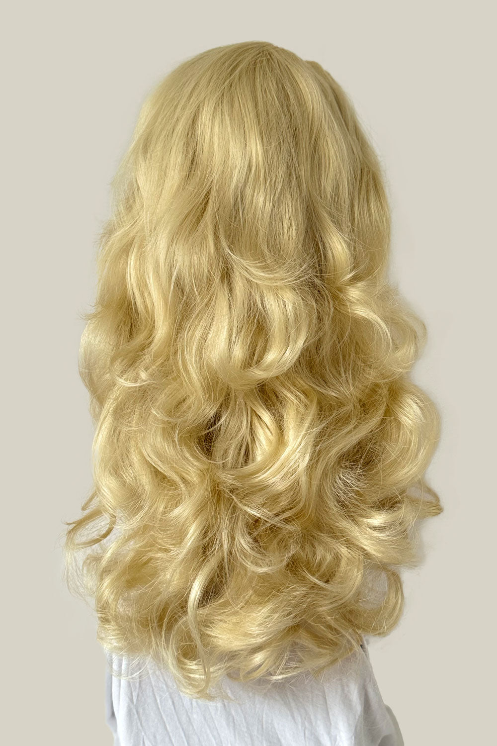 Curly blonde half wig hairpiece extension (3/4 wig), long: Meana champagne blonde 613