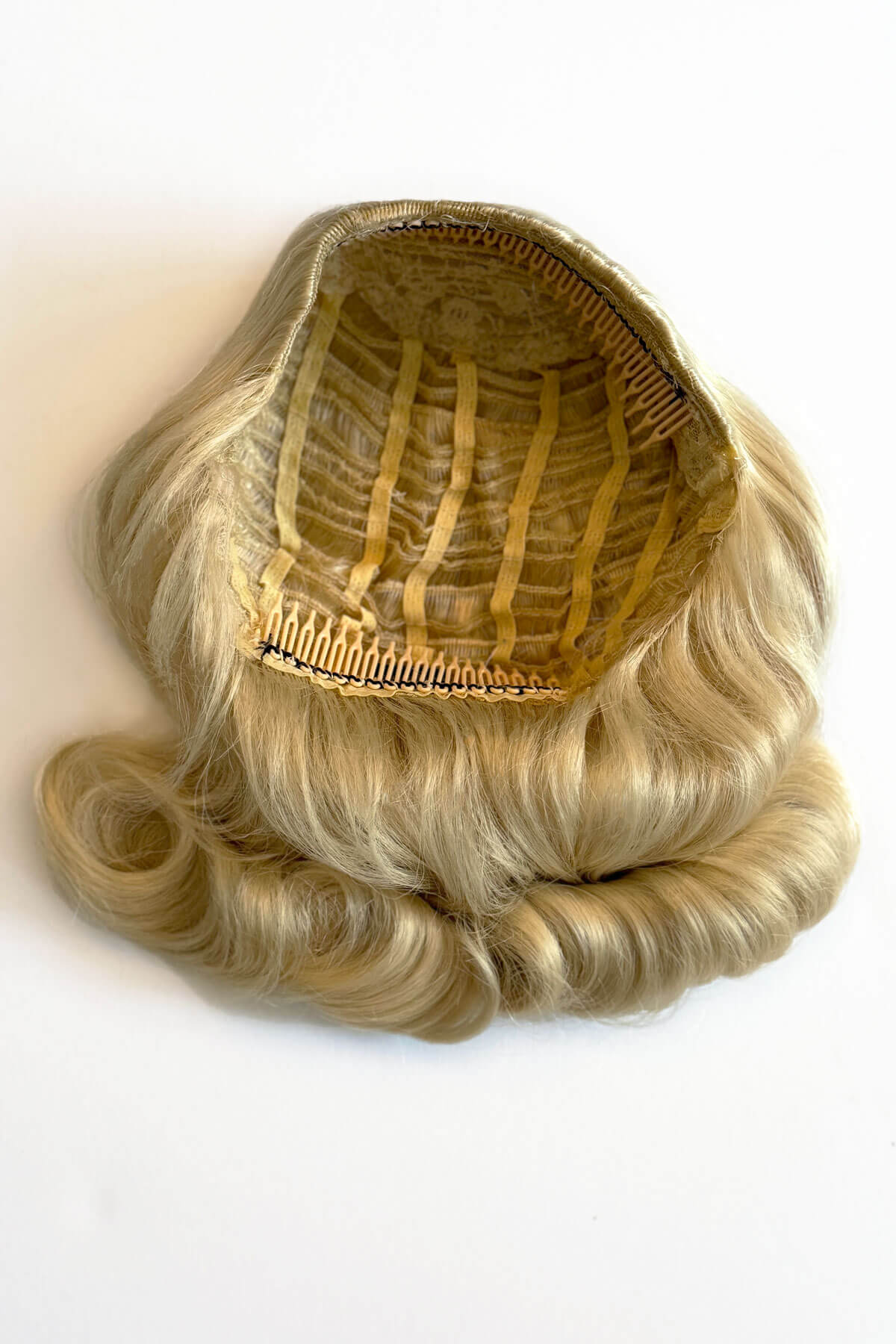 1940s style half wig hairpiece with beautiful marcel waves: Virginia creamy blonde 613