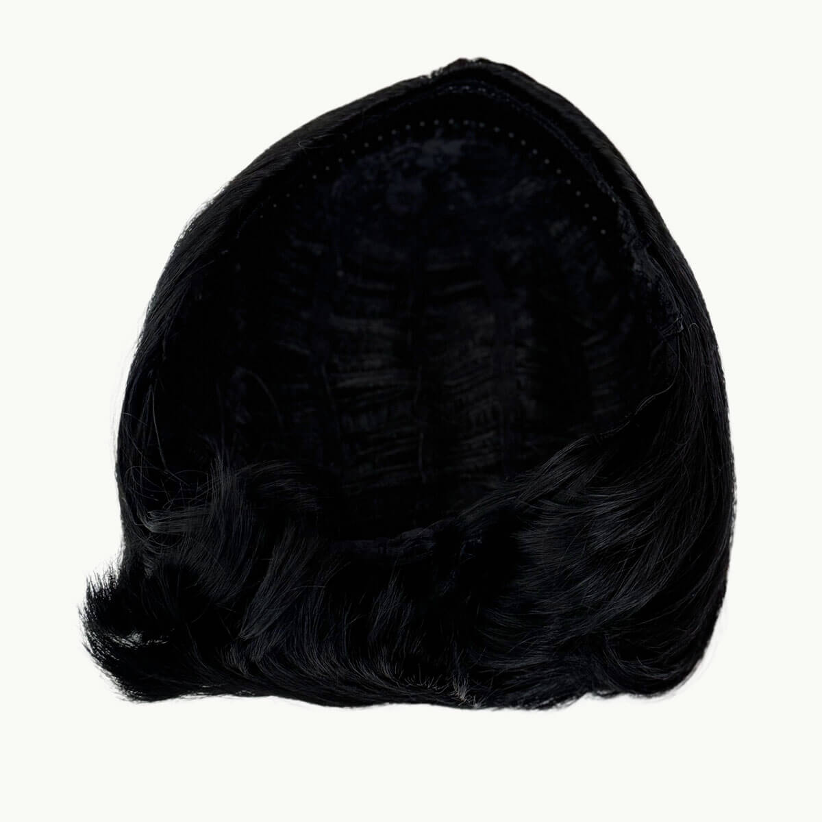 Black wig on a white background. Bob half wig hairpiece, Flexihair: Amelie black 1b