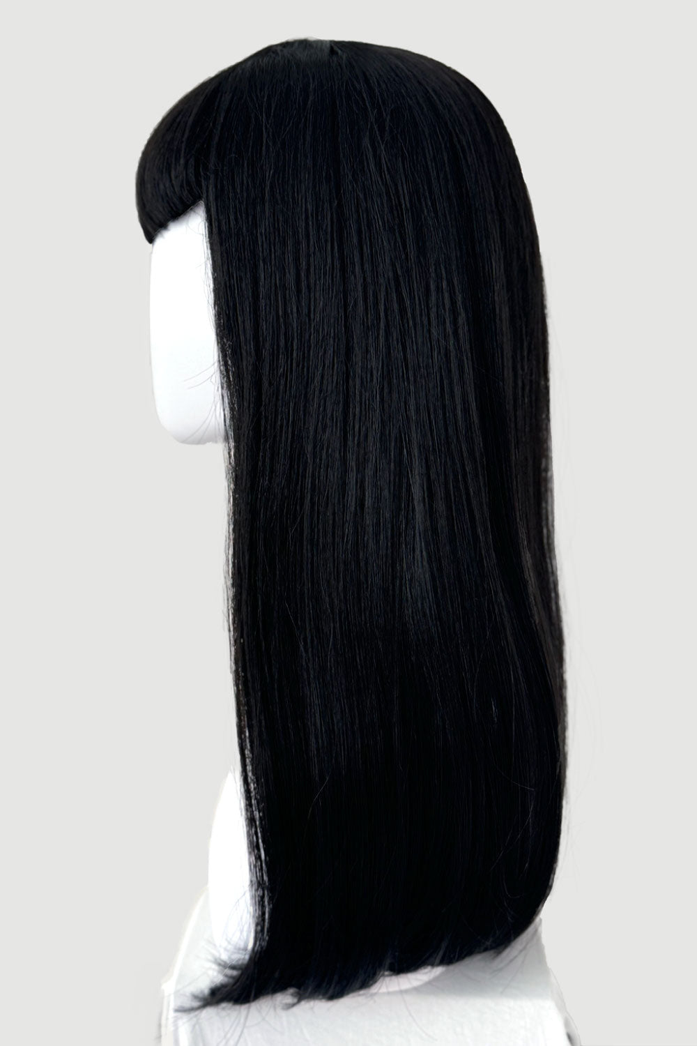 Long black wig with straight hair and a short, straight fringe: Maxine