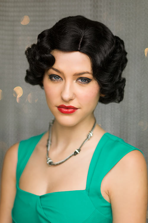 Black 1920s 1930s Style Wig with Finger Waves: Cassie
