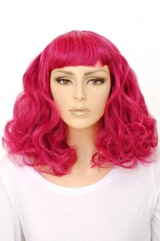 Black and pink pinup wig, curled with a short fringe: Billie AnnabellesWigs