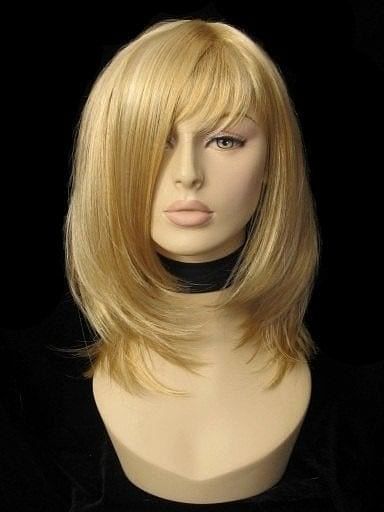 Blonde mid-length wig, face frame, layered style, golden blonde 24BH613: Lilly