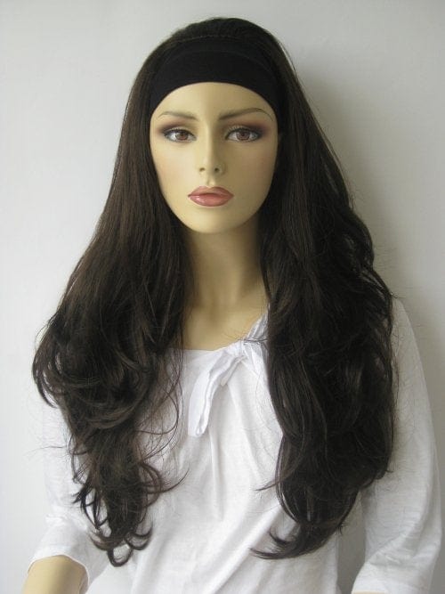 Annabelle's Wigs synthetic wig Brown half wig hair piece (3/4 wig), layered, wavy: SimoneBrown half wig hairpiece (3/4 wig), layered, wavy: Simone