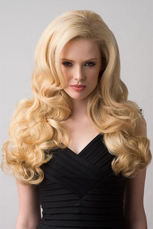 Blonde 3/4 wig hairpiece extension (half wig) long, curly: Meana freeshipping - AnnabellesWigs