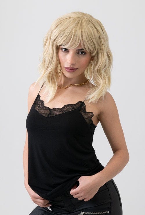 Dusty Blonde Long Bob Wig (LOB) with textured waves: Ariana freeshipping - AnnabellesWigs