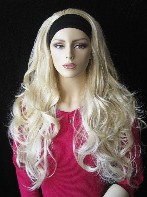 Blonde half wig hairpiece (3/4 wig), loose curls: Suki