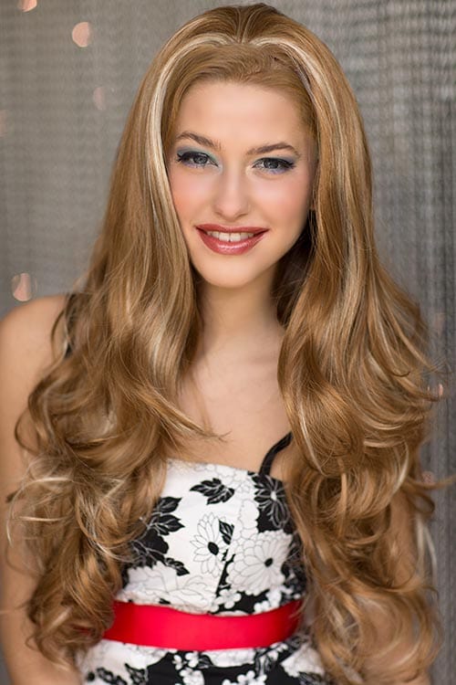 Annabelle's Wigs synthetic wig Light brown half wig with blonde highlights & loose waves: May
