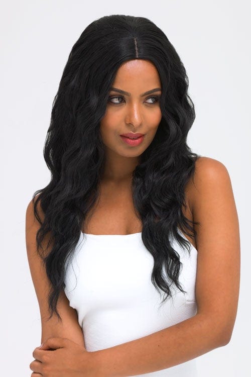Long black wig with gentle waves, without a fringe: Kennedy freeshipping - AnnabellesWigs