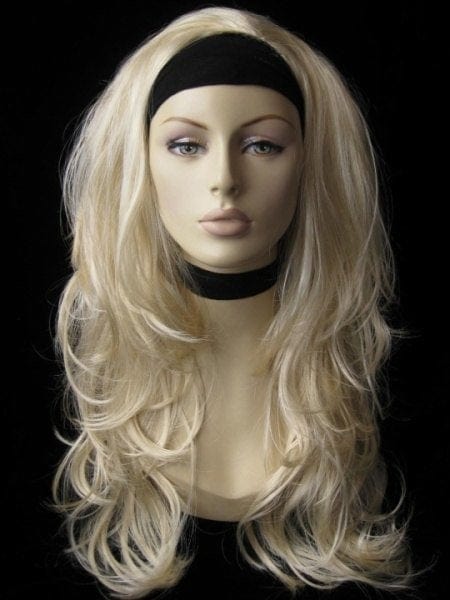 Long blonde half wig hairpiece (3/4 wig) loose curls: Frankii freeshipping - AnnabellesWigs
