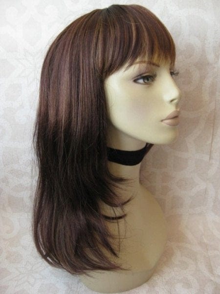 Long bob wig, brown with blonde highlights: Kim freeshipping - AnnabellesWigs