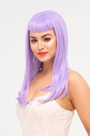 Long, Pink-Purple Wig With Short, Straight Fringe: Seraphina AnnabellesWigs
