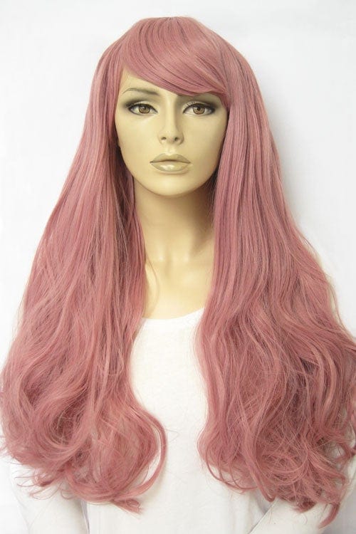 Long pink wavy wig with sweeping fringe: Millicent freeshipping - AnnabellesWigs