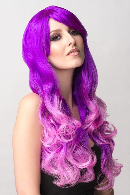 Annabelle's Wigs synthetic wig Long purple wig with loose curls, dip dye dark and light purple: Yanina