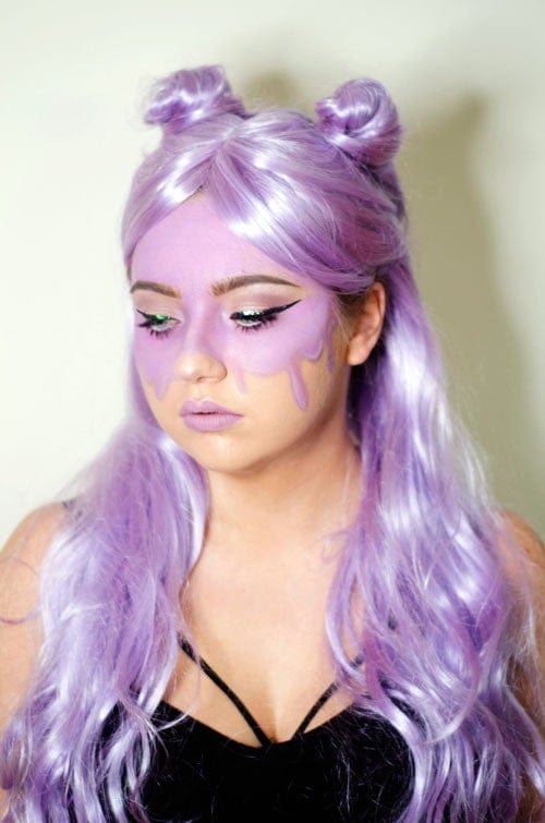 Long purple wig with soft tumbling curls: Violet freeshipping - AnnabellesWigs
