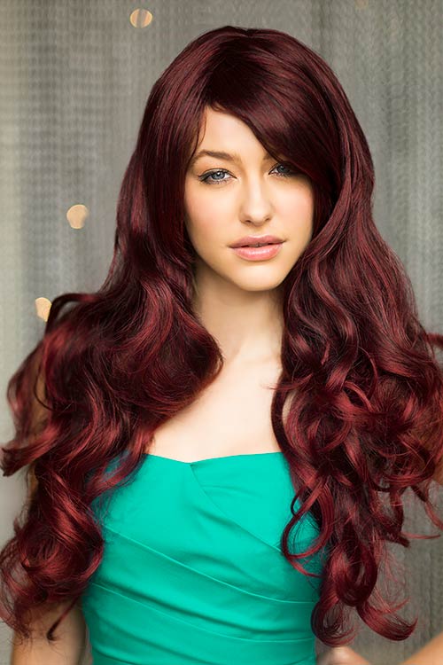 Long, red and black wig: Cheryl freeshipping - AnnabellesWigs