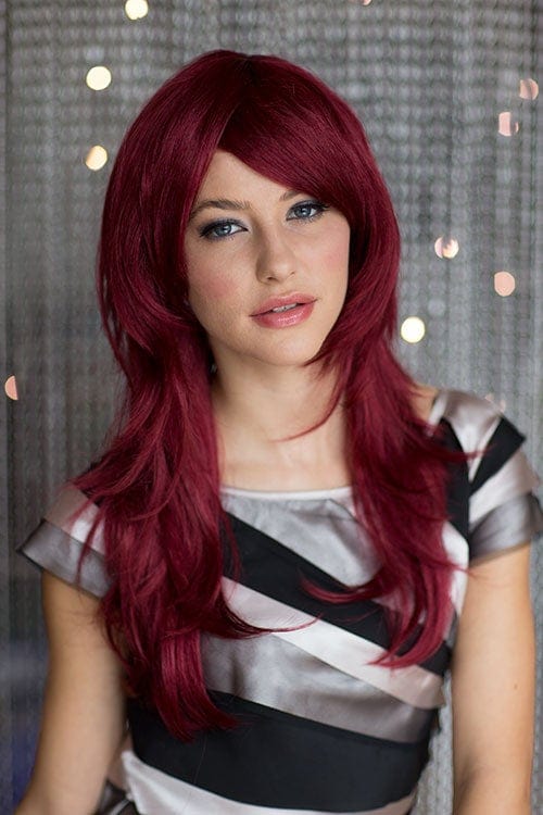 Red wig, long, layered, flicked tips: Salome freeshipping - AnnabellesWigs