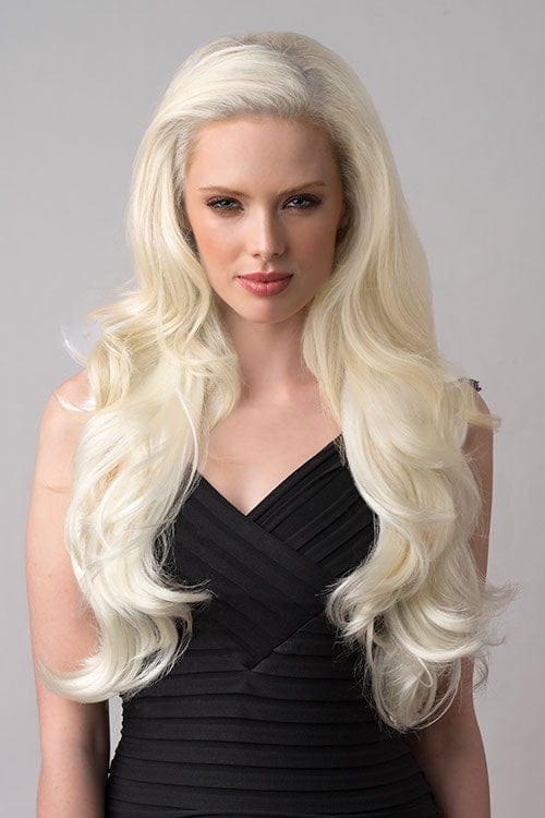 Annabelle's Wigs synthetic wig Platinum blonde half wig hairpiece (3/4 wig), wavy: Barbie