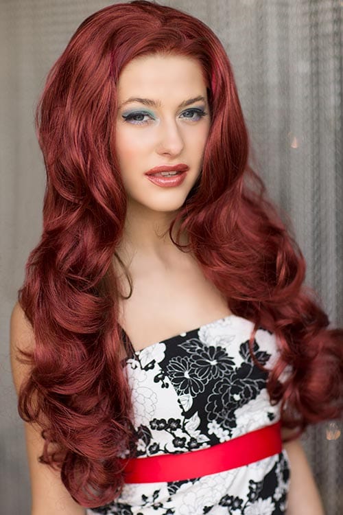 Annabelle's Wigs synthetic wig Red 3/4 wig hairpiece (half wig), big loose curls: Orla
