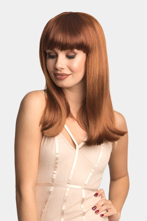 Red/Auburn Wig With Blonde Highlights And Straight Fringe: Abi freeshipping - AnnabellesWigs