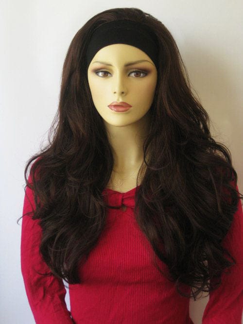 Annabelle's Wigs synthetic wig Reddish-brown half wig hairpiece (3/4 wig) with big loose curls: Anne