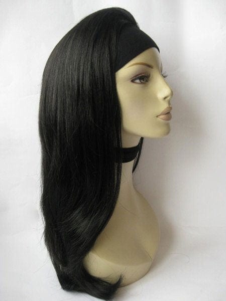 Annabelle's Wigs synthetic wig Straight black hairpiece (3/4 wig), long and layered: Raven