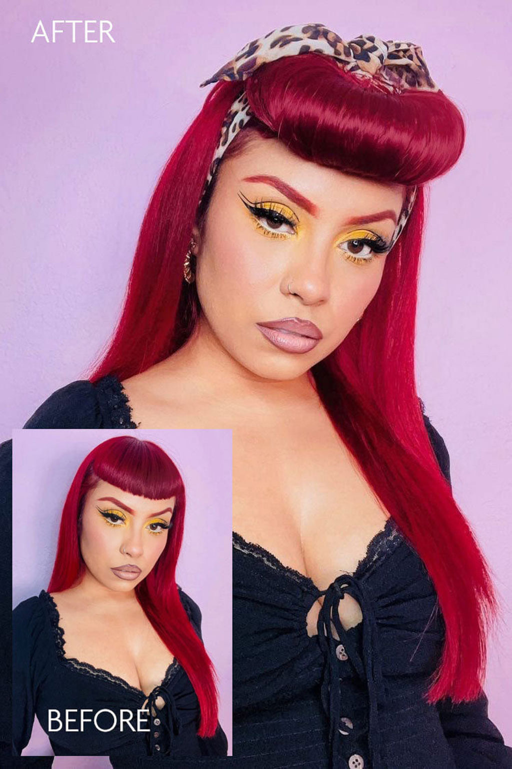 Bumper bangs pack - vintage 40s 50s fringe roll cherry red: Lena