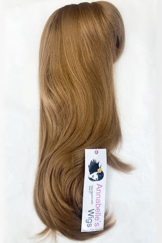 Brown long bob wig, layered with straight fringe: Katia