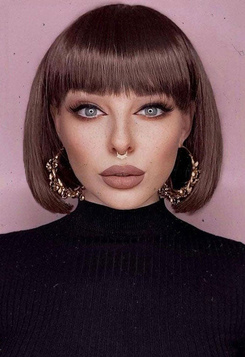 Brown bob wig, chic and stylish chestnut brown: Honour