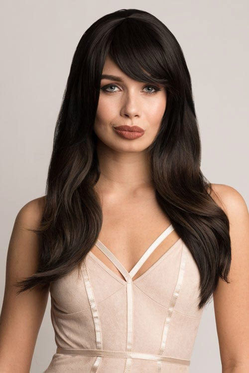 Clip in fringe hairpiece, thick, long, sweeping/clip-in bangs: Nova