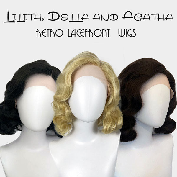 Lilith, Della and Agatha - our new, beautiful retro lacefront wigs
