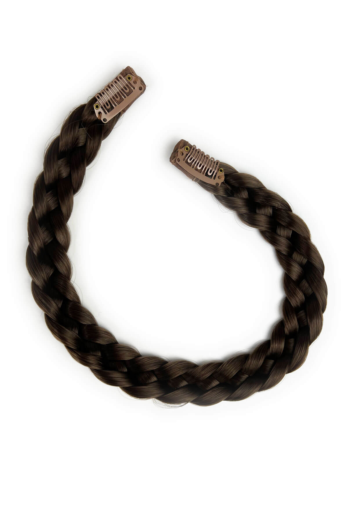 Brown braided headband on a white background. Plaited hairband: Martina chestnut brown 8