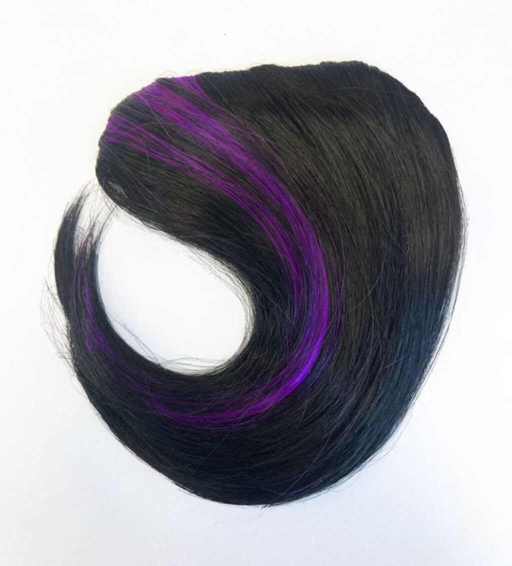 Clip-in fringe hairpiece, curved, side-sweeping: Eliana black and purple