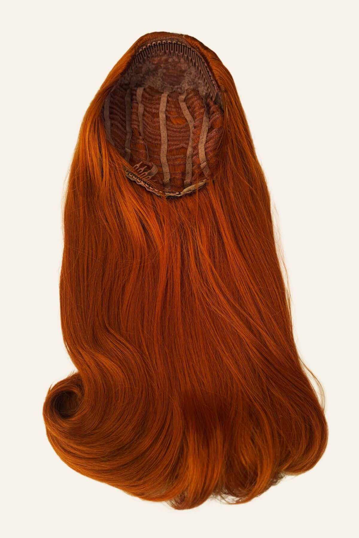 1960s Retro high crown, half wig hairpiece, long with hair flip: Priscilla ginger