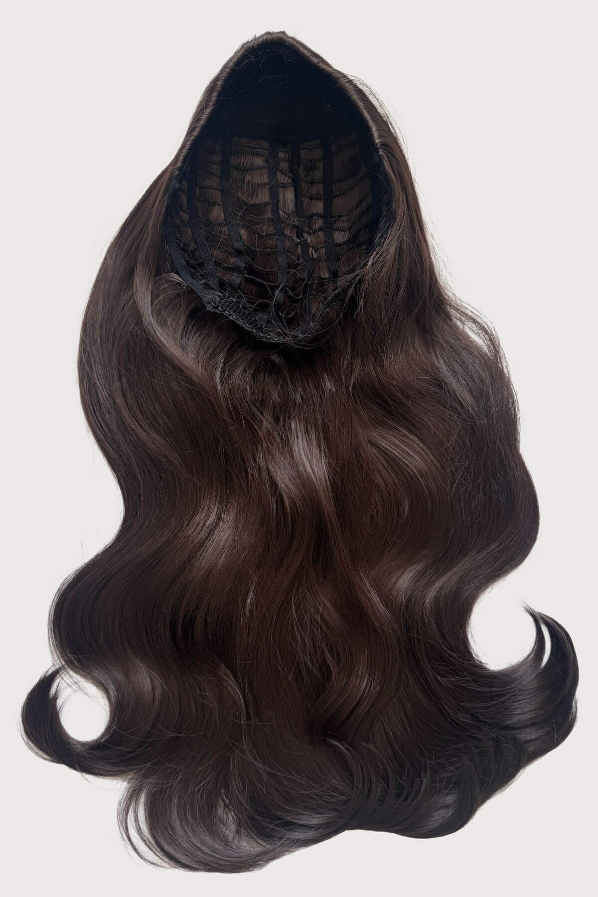 Brown half wig hair piece. Kate - Heat Styleable Extra Long, Gentle Wave Half Wig  dark chocolate brown 6