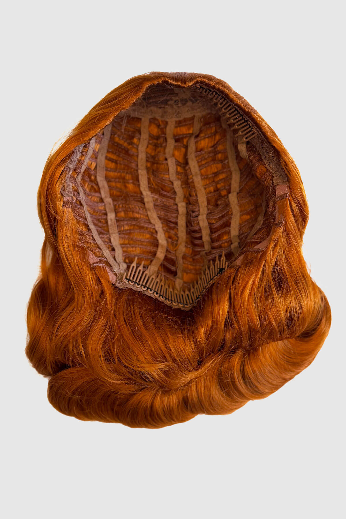1940s style half wig hairpiece with beautiful marcel waves: Virginia ginger 