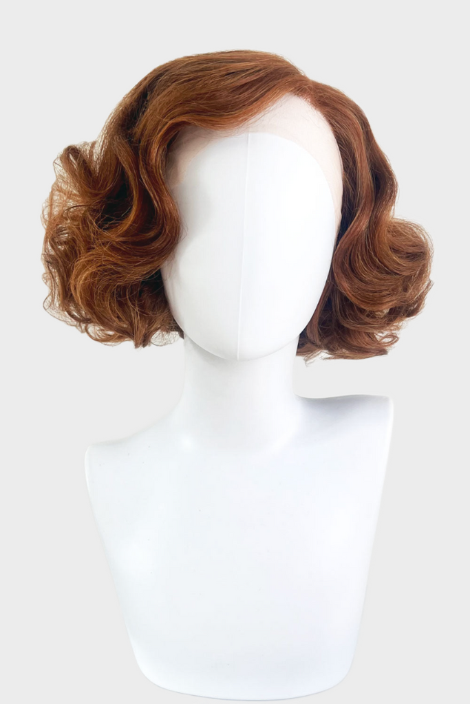 Auburn pinup wig, lace front, vintage style: Clementine