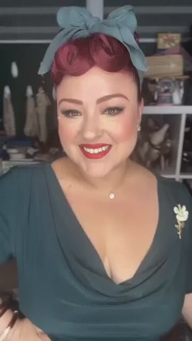 Video. Curly 1940s style clip-in fringe hairpiece/clip-in bangs: Bunny cherry red 39