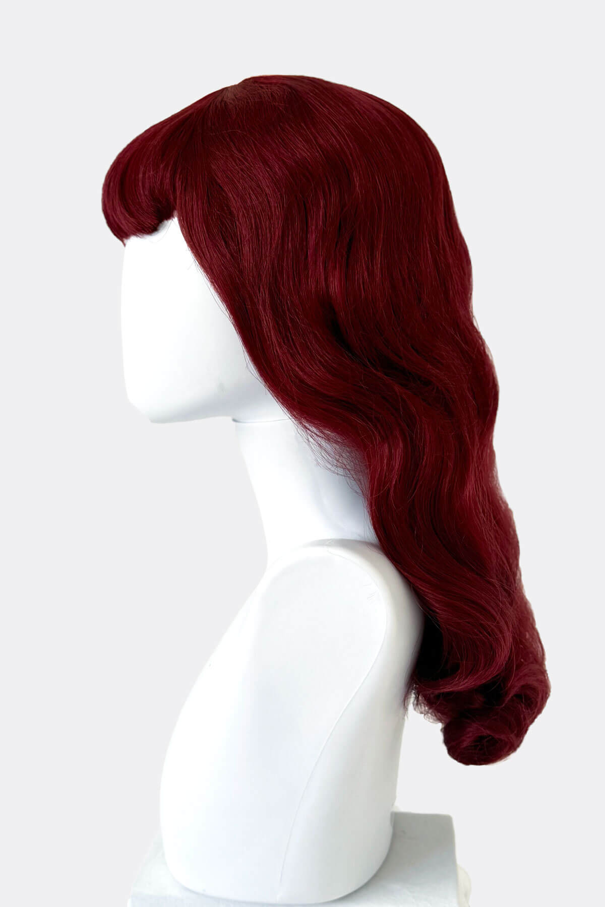 Long copper red 1950s pinup style wig, gently wavy with short fringe: Josefina