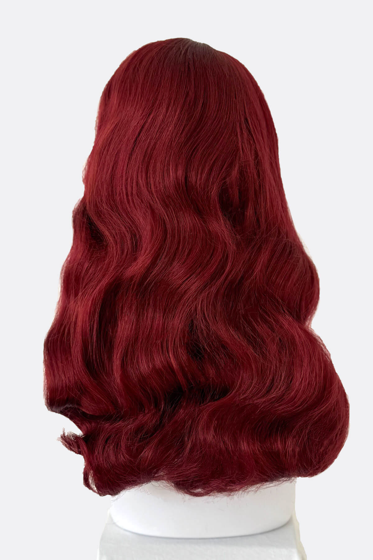 Long copper red 1950s pinup style wig, gently wavy with short fringe: Josefina
