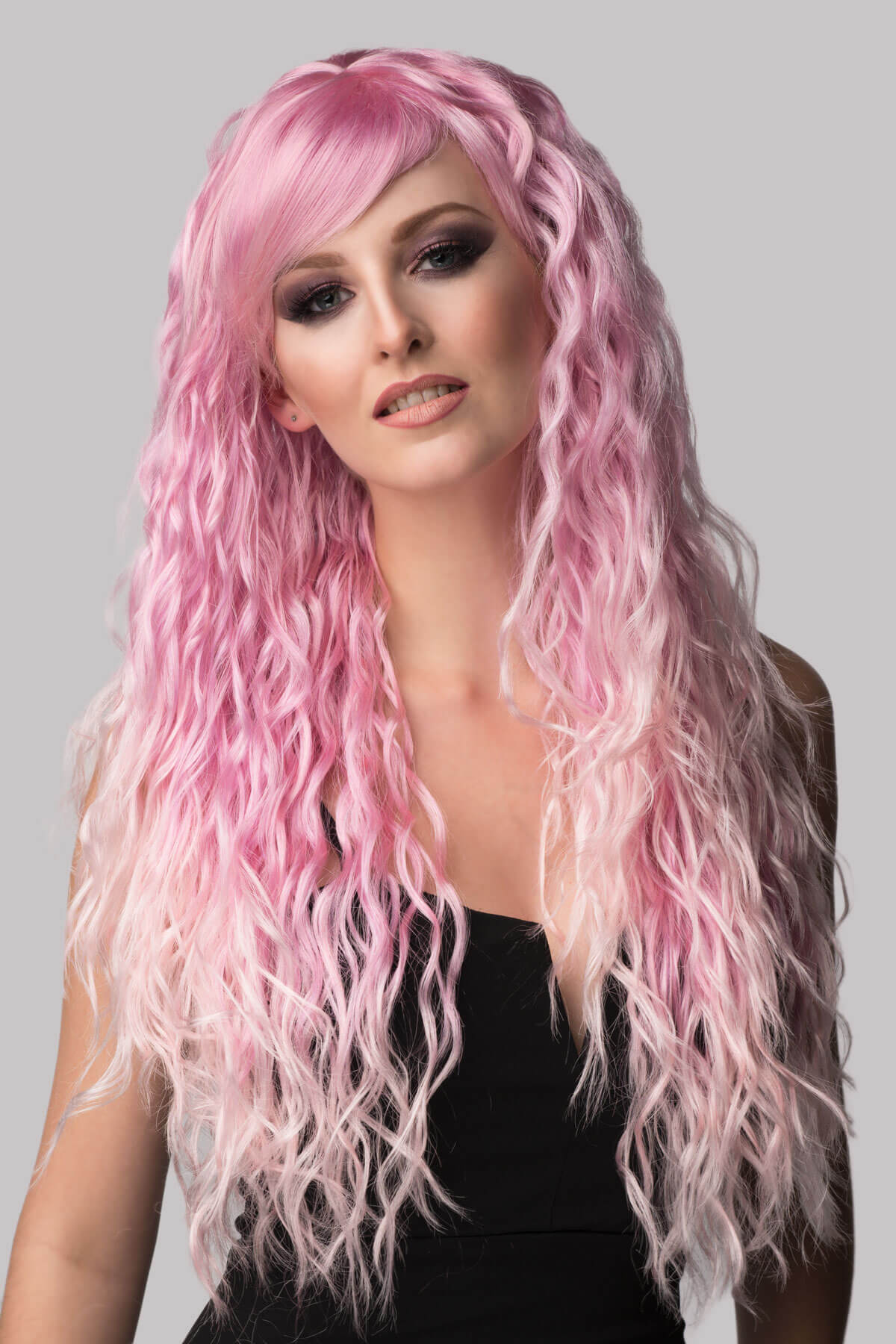 Crimped pink wig, long, in two colour pink ombre: Peony – Default